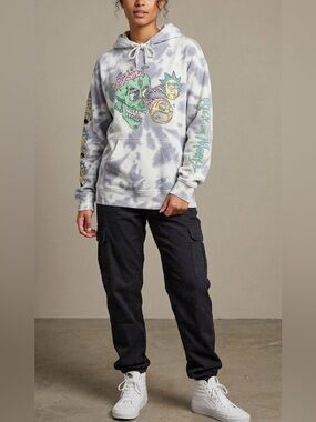 Adult Swim Rick & Morty Cartoon Graphic Hoodie Sweatshirt Size Small